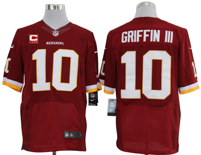 Size 60 4XL-2012 Robert Griffin III Washington Redskins #10 Red Stitched Nike Elite NFL Jerseys C Patch