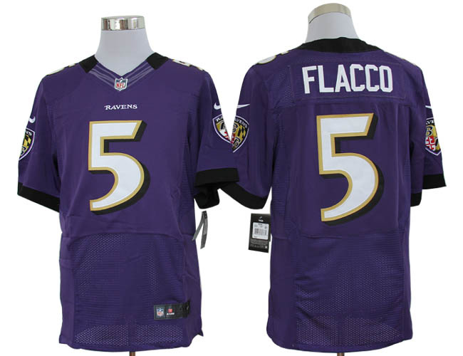 Size 60 4XL-Joe Flacco Baltimore Ravens #5 Purple Stitched Nike Elite NFL Jerseys