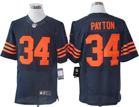 Size 60 4XL-Walter Payton Chicago Bears #34 Blue&Orange Stitched Nike Elite NFL Jerseys