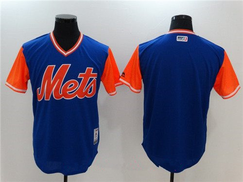 Men's New York Mets Blank Majestic Royal Blue 2017 Little League World Series Players Weekend Stitched Nickname Jersey