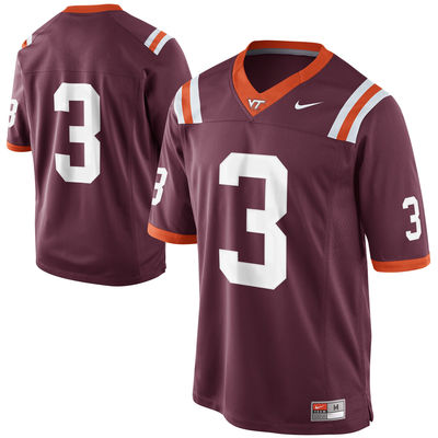 Mens Nike Virginia Tech Hokies #3 Game Football Maroon Jersey