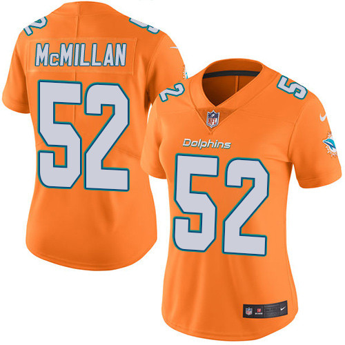 Women's Nike Dolphins #52 Raekwon McMillan Orange Stitched NFL Limited Rush Jersey