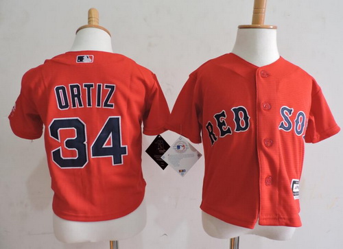 Toddler Boston Red Sox #34 David Ortiz Red Majestic Cool Base Baseball Jersey