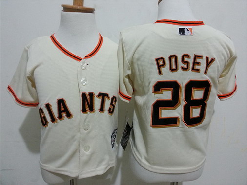 Toddler San Francisco Giants #28 Buster Posey Cream MLB Majestic Baseball Jersey