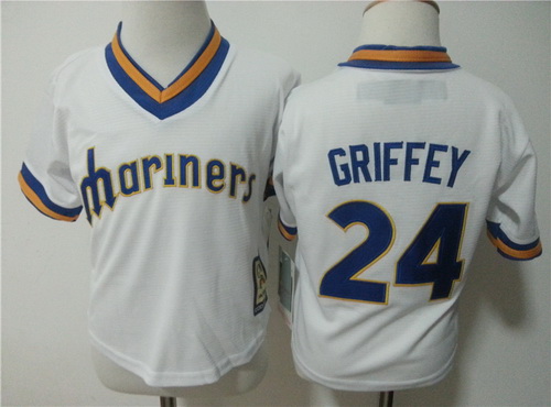 Toddler Seattle Mariners #24 Ken Griffey 1979 White Pullover MLB Majestic Baseball Jersey