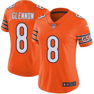 Women's Nike Bears #8 Mike Glennon Orange Stitched NFL Limited Rush Jersey