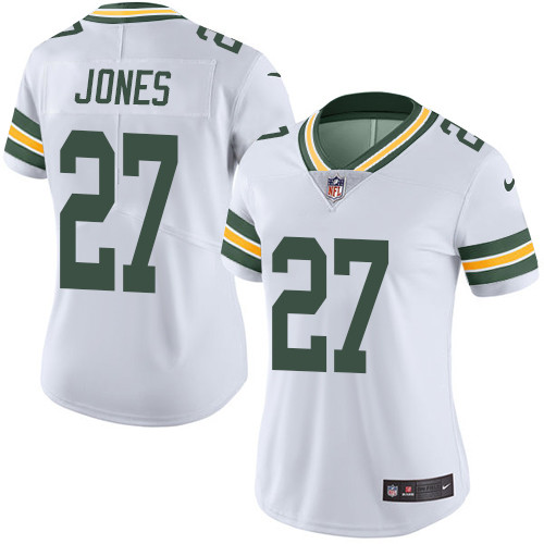 Women's Nike Packers #27 Josh Jones White Stitched NFL Vapor Untouchable Limited Jersey