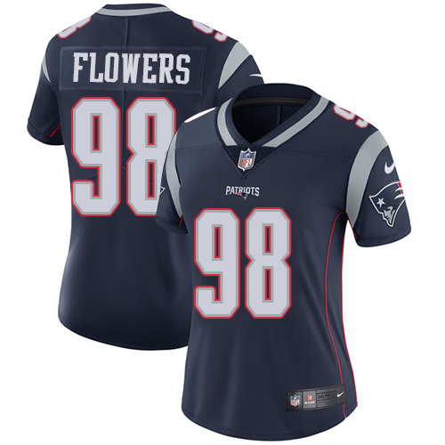 Women's Nike Patriots #98 Trey Flowers Navy Blue Team Color Stitched NFL Vapor Untouchable Limited Jersey