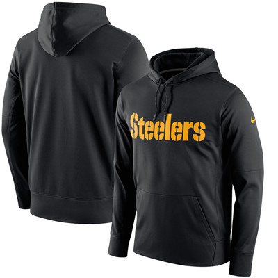 Men's Pittsburgh Steelers Nike Black Circuit Wordmark Essential Performance Pullover Hoodie