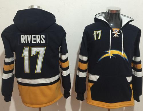 Nike Los Angeles Chargers #17 Philip Rivers Navy Blue Gold Name & Number Pullover NFL Hoodie