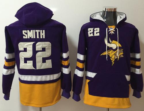 Nike Minnesota Vikings #22 Harrison Smith Purple Gold Name & Number Pullover NFL Hoodie