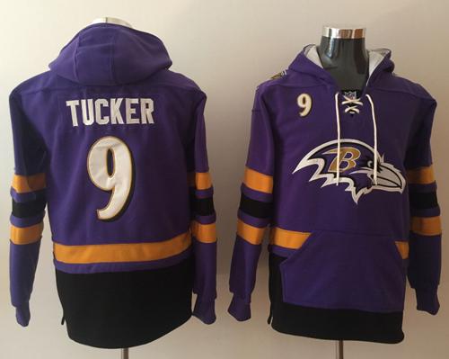 Nike Baltimore Ravens #9 Justin Tucker Purple Black Name & Number Pullover NFL Hoodie