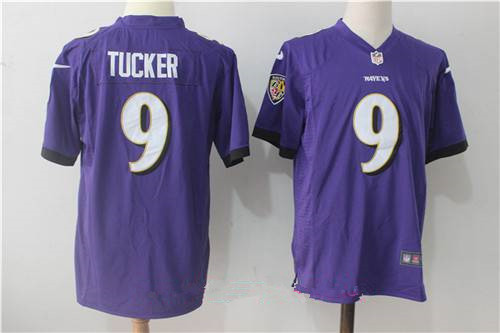 Men's Baltimore Ravens #9 Justin Tucker Purple Team Color Stitched NFL Nike Game Jersey