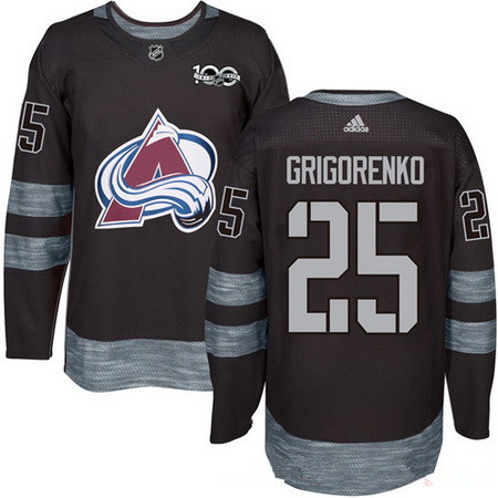 Men's Colorado Avalanche #25 Mikhail Grigorenko Black 100th Anniversary Stitched NHL 2017 adidas Hockey Jersey