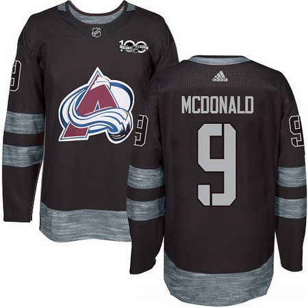 Men's Colorado Avalanche #9 Lanny McDonald Black 100th Anniversary Stitched NHL 2017 adidas Hockey Jersey