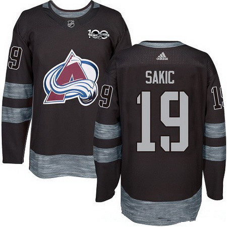 Men's Colorado Avalanche #19 Joe Sakic Black 100th Anniversary Stitched NHL 2017 adidas Hockey Jersey