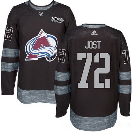 Men's Colorado Avalanche #72 Tyson Jost Black 100th Anniversary Stitched NHL 2017 adidas Hockey Jersey