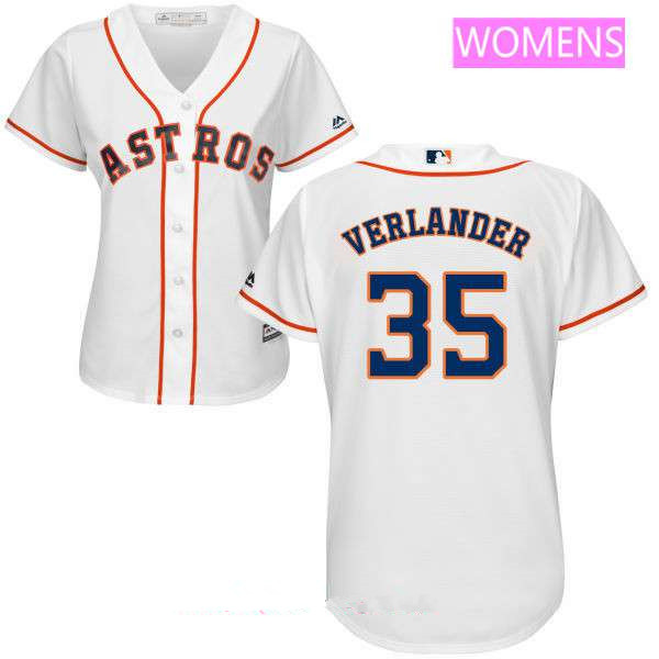 Women's Houston Astros #35 Justin Verlander White Home Stitched MLB Majestic Cool Base Jersey