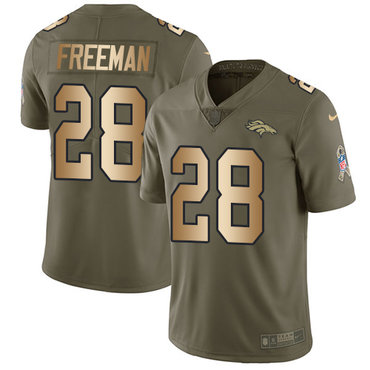 Nike Broncos #28 Royce Freeman Olive Gold Men's Stitched NFL Limited 2017 Salute To Service Jersey