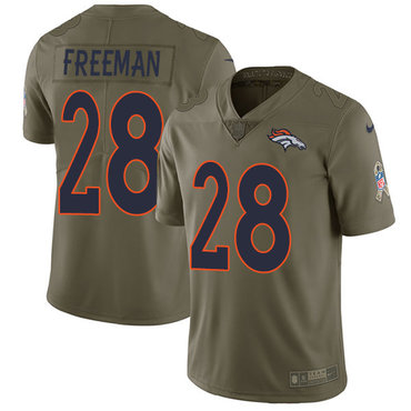 Nike Broncos #28 Royce Freeman Olive Men's Stitched NFL Limited 2017 Salute To Service Jersey