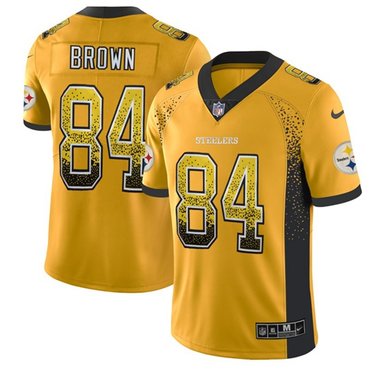 Nike Steelers #84 Antonio Brown Gold Men's Stitched NFL Limited Rush Drift Fashion Jersey