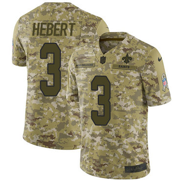 Nike Saints #3 Bobby Hebert Camo Men's Stitched NFL Limited 2018 Salute To Service Jersey