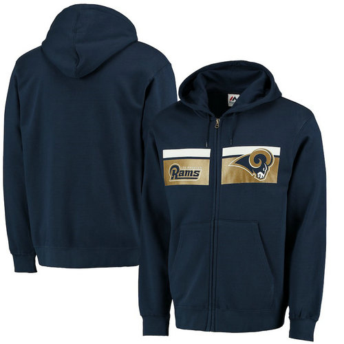 Los Angeles Rams Majestic Touchback Full-Zip Hoodie - Navy