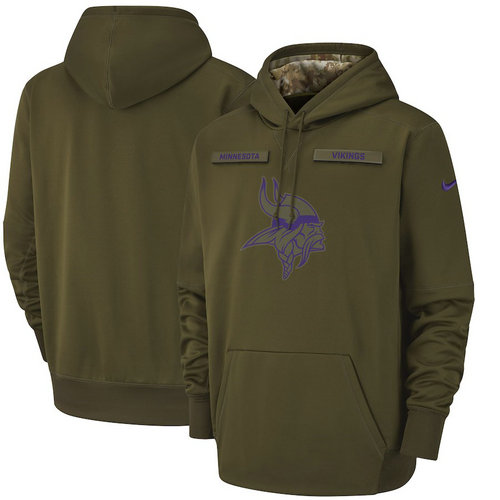 Minnesota Vikings Nike Salute to Service Sideline Therma Performance Pullover Hoodie - Olive