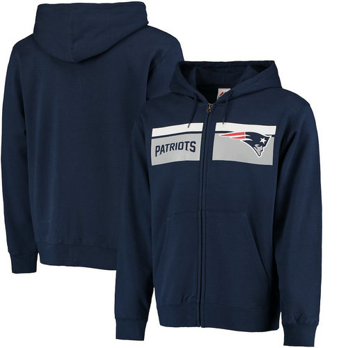 New England Patriots Majestic Touchback Full-Zip Hoodie - Navy