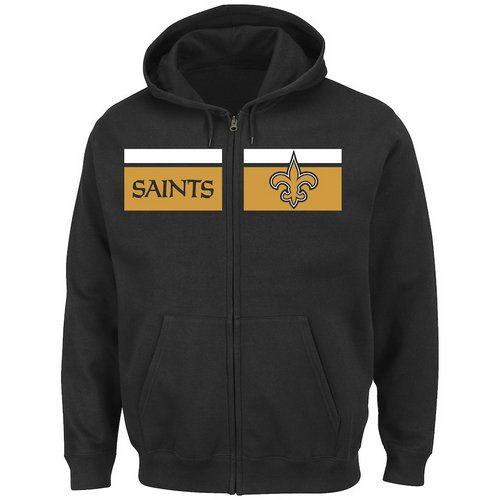 New Orleans Saints Majestic Touchback Full-Zip Hoodie - Black