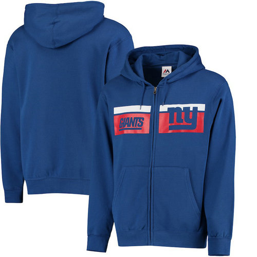 New York Giants Majestic Touchback Full-Zip Hoodie - Royal