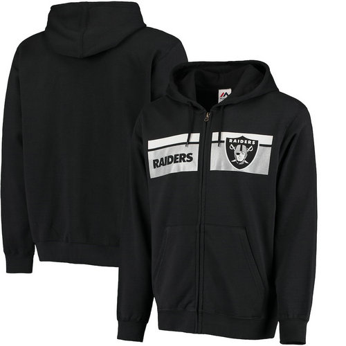 Oakland Raiders Majestic Touchback Full-Zip Hoodie - Black