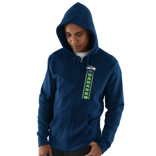 Seattle Seahawks Hook and Ladder Full-Zip Hoodie - College Navy