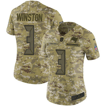 Nike Buccaneers #3 Jameis Winston Camo Women's Stitched NFL Limited 2018 Salute to Service Jersey