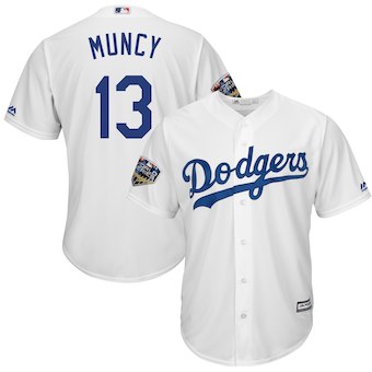 Men's Los Angeles Dodgers #13 Kenley Jansen Majestic White 2018 World Series Cool Base Player Jersey