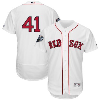 Men's Boston Red Sox #41 Chris Sale Majestic White 2018 World Series Flex Base Player Jersey