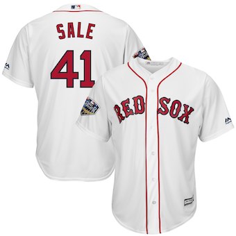 Men's Boston Red Sox #41 Chris Sale Majestic White 2018 World Series Cool Base Player Jersey