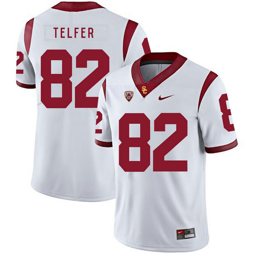 USC Trojans 82 Randall Telfer White College Football Jersey