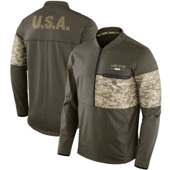 Nike New York Jets Olive Salute to Service Sideline Hybrid Half-Zip Pullover Jacket