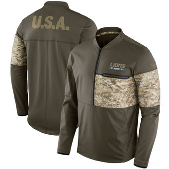 Nike Detroit Lions Olive Salute to Service Sideline Hybrid Half-Zip Pullover Jacket