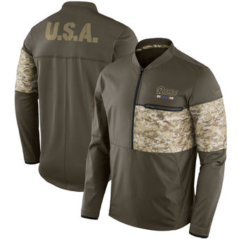 Nike Los Angeles Rams Olive Salute to Service Sideline Hybrid Half-Zip Pullover Jacket