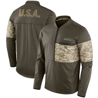 Nike Seattle Seahawks Olive Salute to Service Sideline Hybrid Half-Zip Pullover Jacket