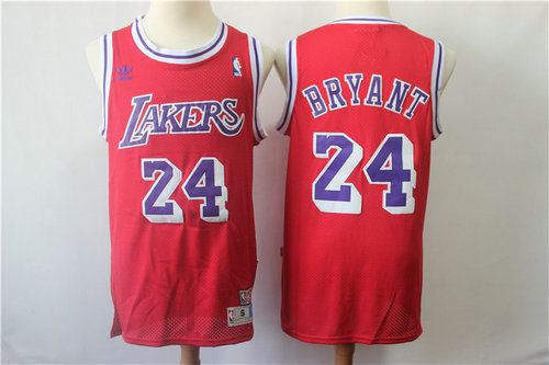 Men's Los Angeles Lakers #24 Kobe Bryant Red Swingman Throwback Jersey