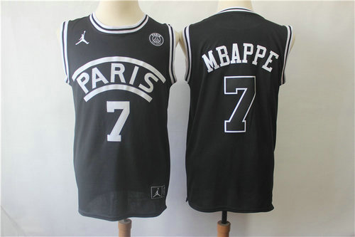 Paris Saint-Germain #7 Mbappe Black Jordan Fashion Jersey