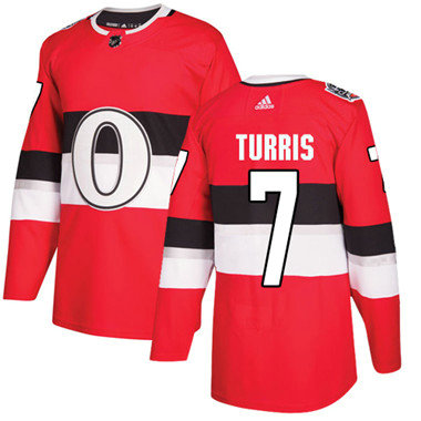 Kid Adidas Senators 7 Kyle Turris Red Authentic 2017 100 Classic Stitched NHL Jersey