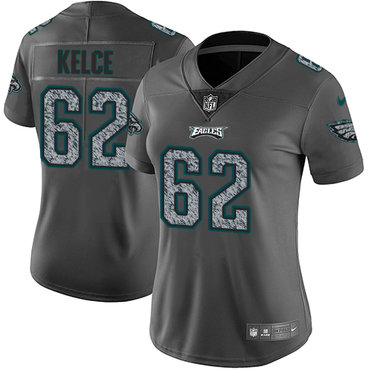 Women's Nike Philadelphia Eagles #62 Jason Kelce Gray Static NFL Vapor Untouchable Game Jersey