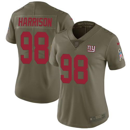 Women's Nike New York Giants #98 Damon Harrison Olive Stitched NFL Limited 2017 Salute to Service Jersey