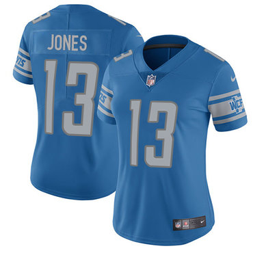 Women's Nike  Detroit Lions #13 T.J. Jones Light Blue Team Color Stitched NFL Vapor Untouchable Limited Jersey