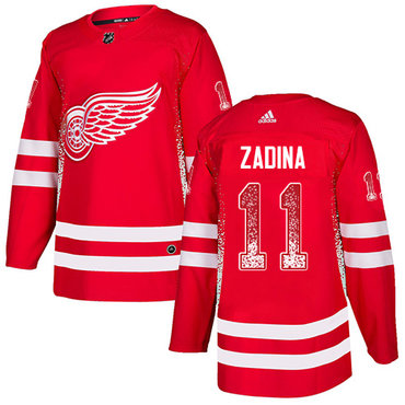 Men's Detroit Red Wings #11 Filip Zadina Authentic Adidas Drift Fashion Red Jersey