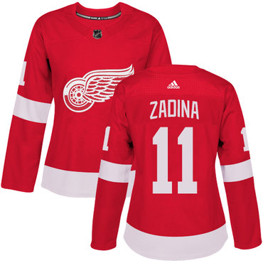 Women's Detroit Red Wings #11 Filip Zadina Premier Adidas Red Home Jersey